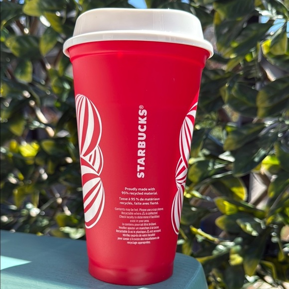 Starbucks Festive Red Tumbler with White Accents Set of 2 - Picture 3 of 6